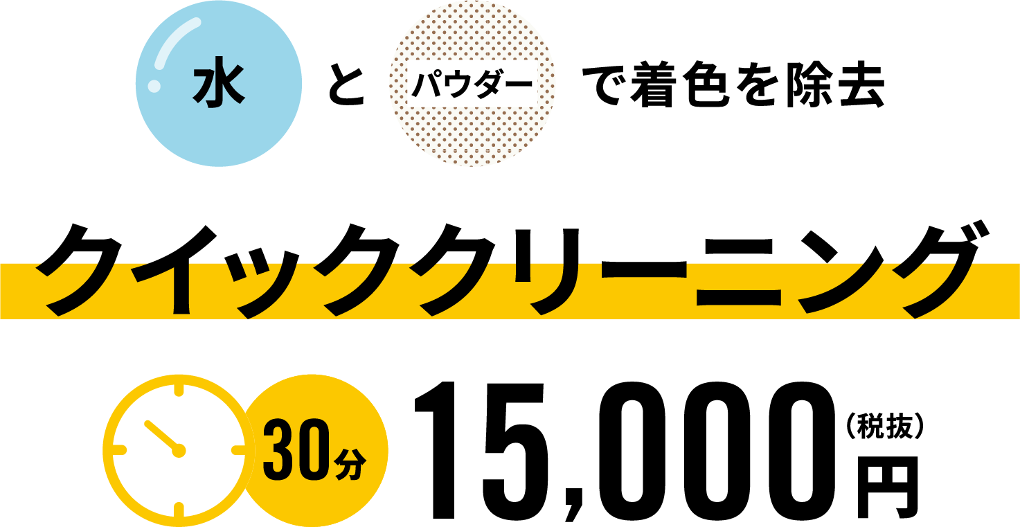 水とパウダーで着色を除去