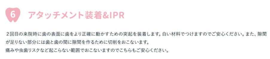 ⑥アタッチメント＆IPR